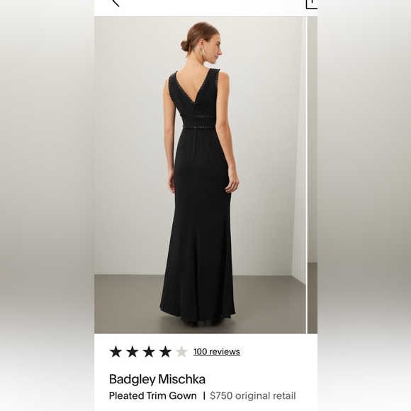 Badgley Mischka Pleated Trim Maxi Dress Sz 4 NWOT $750 - Picture 2 of 3